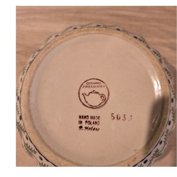 BOLESLAWIEC POLISH POTTERY bowl  HAND MADE winter scene - Picture 4 of 6